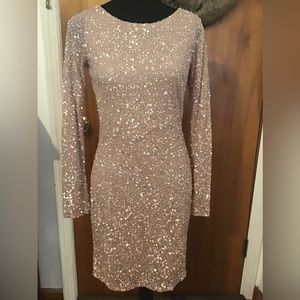 Long sleeve sequin party dress